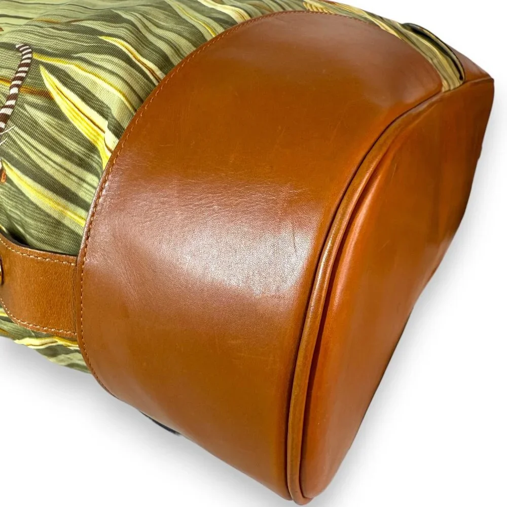 Salvatore Ferragamo Vintage Foldable Canvas and Leather Botanical